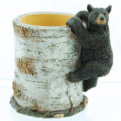 Black Bear Climbing Birch Pen/Pencil Holder